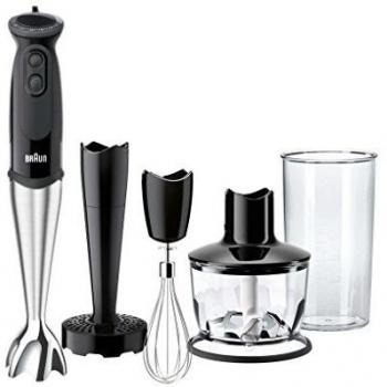 Braun Minipimer 5 MQ5137bk Sauce - Batidora de mano 750w, 21 velocidades, accesorio montanatas, pasapuré y picadora de 500 ml, vaso medidor 0,6 l, negro