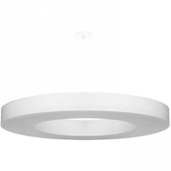 Lámpara Colgante Saturno Slim 90 Blanca E27 Acero Tela 8 Bombillas LED Suspended 102cm