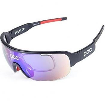 COOLLINE Paseo en bicicleta al aire libre con estilo en gafas polarizadas/TR90 material resistente al impacto cinco lentes de deportes gafas contiene , bright black