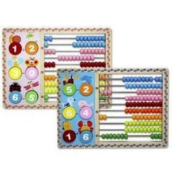 Poessa 323583 - Abaco madera con puzzle números, multicolor