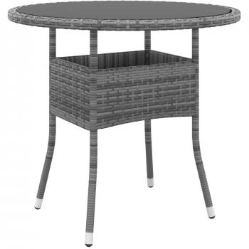 Mesa de jardín vidrio templado y ratán sintético gris Ø80x75 cm