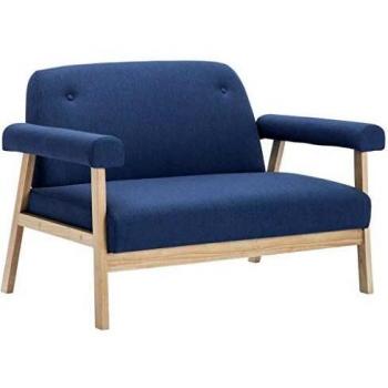 vidaXL Sofá 2 Plazas Tela Azul Sillón Asiento Silla Mueble Mobiliario Hogar