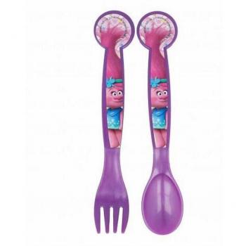 Set 2 Cubiertos Plástico Trolls - Resistente