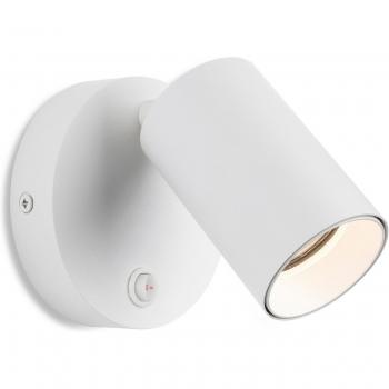 Aplique Max blanco 1 bombilla 10cm con interruptor, foco de pared individual