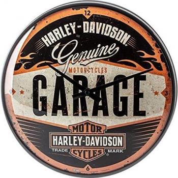 Nostalgic-Art 51083, Harley-Davidson Garage, Wanduhr 31cm Reloj de Pared, Metal, carbón, 31 x 31 x 5,5 cm