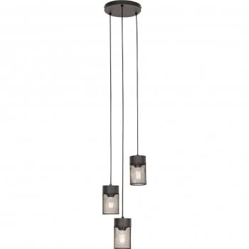 Lámpara Colgante Industrial Negra 3 Luces Jim - Acero, E27, Adecuada para LED