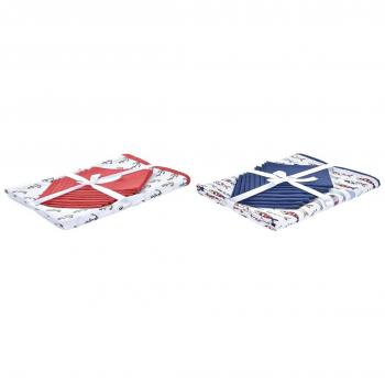 Set de mantelería DKD Home Decor 150 x 250 x 0,5 cm Rojo Azul Blanco (2 Unidades)