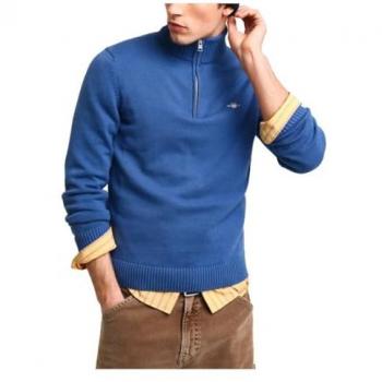 Jersey de algodón para hombre Gant con media cremallera Casual Azul Vintage XL