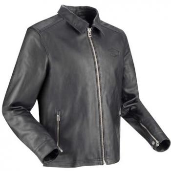 Chaqueta de Moto Segura Bogart Negra - Cuero, Talla 2XL, Diseño clásico, Protección CE en codos y hombros, Forro térmico extraíble, Ajustes en muñecas y cintura