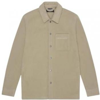Lyle & Scott Men's Sage Green Embroidered Fleece Overshirt - Size M