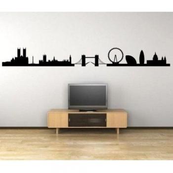 London panorama silueta - Gigante Adhesivo decorativo para pared, negro, Giant: 60cm x 500cm