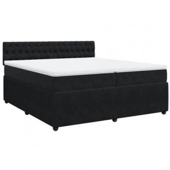 Cama box spring con colchón terciopelo negro 200x200 cm
