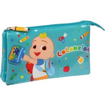 Estuche Escolar Triple Cocomelon 'Back to Class' de Safta con Fácil Limpieza, 22x12x3 cm