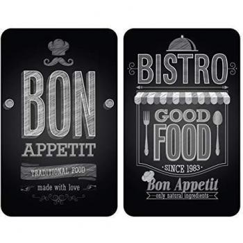 WENKO Placas cobertoras de vidrio universales Bon Appetit 2 unidades - juego de 2 piezas para todos los tipos de cocinas, Vidrio endurecido, 30 x 1.8-5.5 x 52 cm, Multicolor