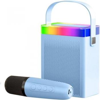 Altavoz Karaoke Inalámbrico Bluetooth Coshano con Micrófono y Luces RGB Multicolor (Azul) - Entrega Rápida 24 Horas
