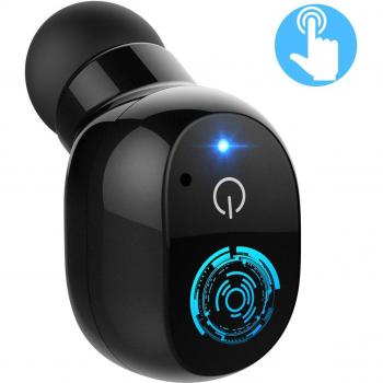 Mpow Mini Auricular Bluetooth 4.2, Inalámbraco con Control táctil, Auricular Invisible Manos Libres Inteligencia de Película Táctil In-Ear con 2 USB Magnéticos para Usar en Coche y Oficina-Negro