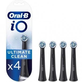 Oral-B iO Ultimate Clean Recambios Cepillo de Dientes Eléctrico, Pack de 4 Cabezales, Negro - Originales