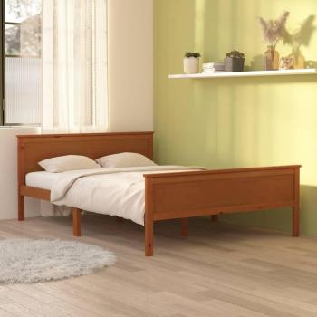 Estructura de cama de madera de pino marrón gris 140x200 cm
