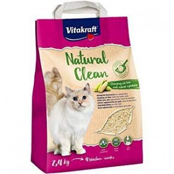 Vitakraft - Natural Clean Cat Litter, Arena para Gatos Absorbente a Base de Maíz - 2,4 kg