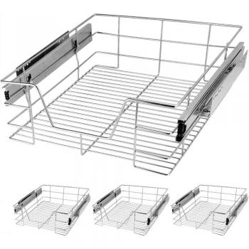 Juego de 4 Cajones Telescópicos para Muebles de 50 cm, Capacidad de Carga 25 kg, Incluye Material de Montaje