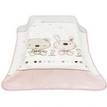 Cambrass Rabbit - Manta para cuna, 110 x 140 cm, color rosa