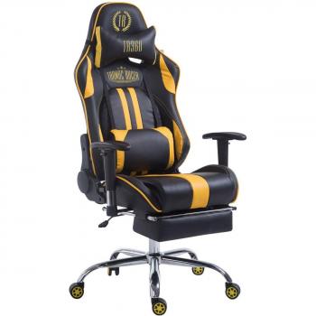 Silla Gaming Limit V2 en Cuero Sintético Negro/Amarillo, Ajustable y Giratoria con Reposapiés