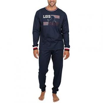 Lois Pijama Manga Larga Athletic para Hombre, Color Marino, Talla M