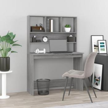 vidaXL Grey Sonoma Desk with Shelves 102x45x148 cm Engineered Wood