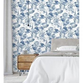 Papel Pintado Vinílico Ecológico Flamingos Flores y Plantas - Rollo 10 m x 0,53 m - GAULAN 680666