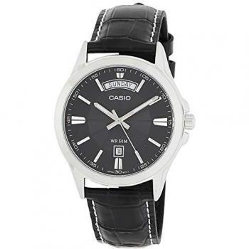 Casio MTP-1381L-1A Men's Analog Quartz Watch with Black Leather Strap