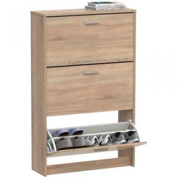 Briebe Nova Zapatero Entrada Recibidor, Mueble Auxiliar Estrecho para Zapatos, 3 Puertas, Madera, Dimensiones: 119,5x74x25 cm (Alto x Ancho x Profundo