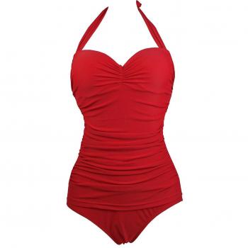 Aidonger - Neckholder Bikini Set Flacher Bauch Einfarbig Badeanzug - Para mujer