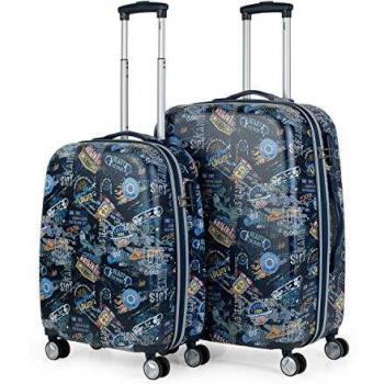 Lois - Juego de Maletas de Viaje Juveniles Rígidas con 4 Ruedas. Set Trolley 55/67 cm Cabina Avion Low Cost Equipaje de Mano + Mediana. Candado de Combinación 130100, Marino