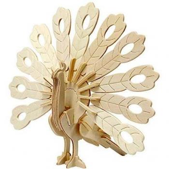 Figurita 3D para armar Pavo Real, tamaño 10x20,5x17,5 cm, 1 pieza