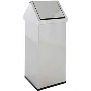Contenedor de Basura con Tapa Oscilante 110L, Aluminio Blanco, Dimensiones 360x1000x360 mm