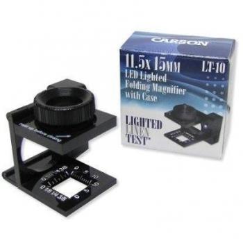 Carson LinenTest Lupa Cuentahílos Enfocable con Luz LED y Lente de 15mm con Aumento de 11.5x