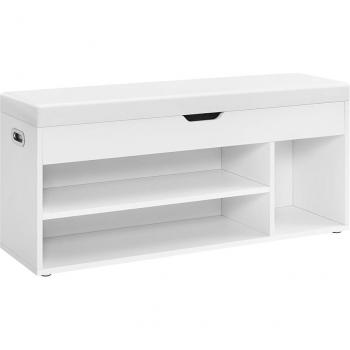 Banco Zapatero con Asiento Acolchado Resistente, 3 Estantes, Tapa Abatible, Color Marrón o Blanco, Ideal para Pasillo o Habitación