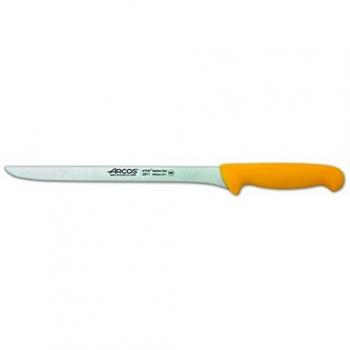 Arcos Serie 2900, Cuchillo Jamonero Flexible, Hoja de Acero Inoxidable Nitrum de 240 mm, Mango inyectado en Polipropileno Color Amarillo