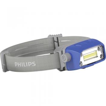Lámpara frontal LED Philips LPL74X1 con luz blanca, modo de luz ajustable, resistencia al agua IPX4, batería recargable, diseño ergonómico y liviano