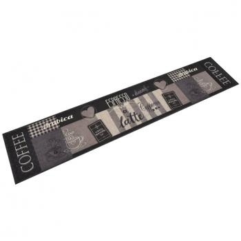 Alfombra de cocina lavable terciopelo negro café 60x300 cm