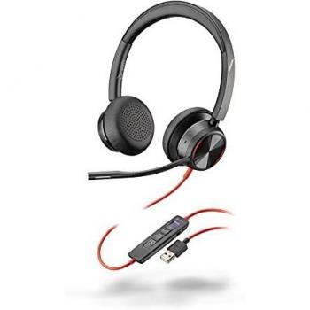 Poly Blackwire 8225M - Auriculares estéreo con cancelación de Ruido Activa y Brazo Flexible para micrófono Versión de Microsoft Teams. USB-A Negro