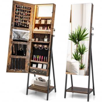 Freestanding Jewelry Cabinet with Full-Length Mirror - Cabinet Lockable CF