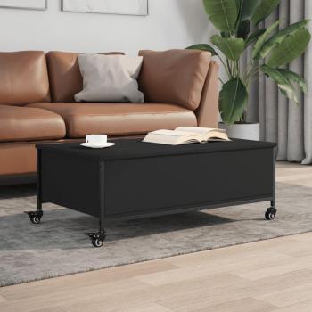 vidaXL Coffee Table with Wheels Black 91x55x34 cm Engineered Wood