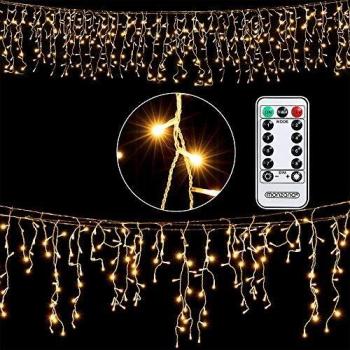Cadena de luces LED Carámbanos 400 LEDs Blanco Cálido 15m con Control Remoto y Múltiples Modos