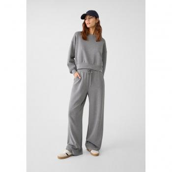 Soft-Touch Dark Grey Palazzo Trousers L