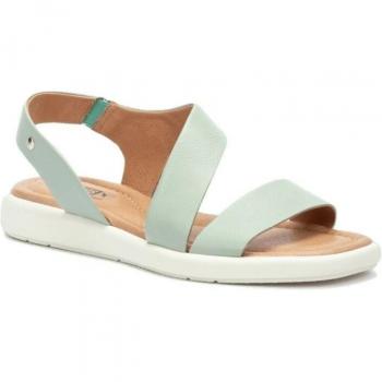 Sandalia plana de piel Pikolinos para mujer en color verde mint modelo Calella W5E