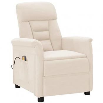 Sillón de masaje eléctrico reclinable en tela de microfibra beige