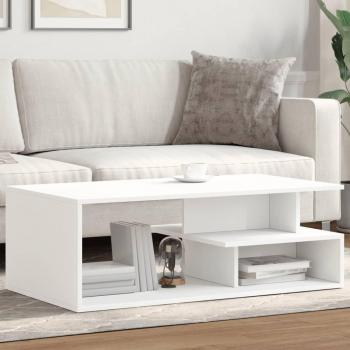 Mesa de centro blanca 102x55x35 cm en madera multicapa y madera de ingeniería
