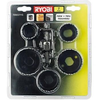 RYOBI-Blister 7 coronas bimetálicas para madera 32/38/45/50/54 mm + punzador