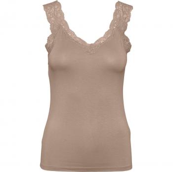Top de mujer lencero con encaje modelo 'PCBARBERA', color taupe, talla M
